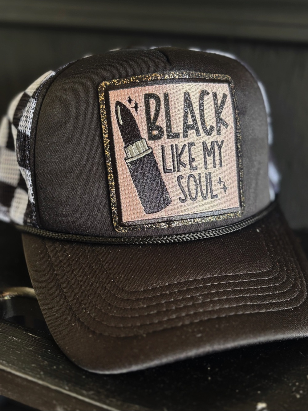 Black Trucker Cap with 'Black Like My Soul' Patch